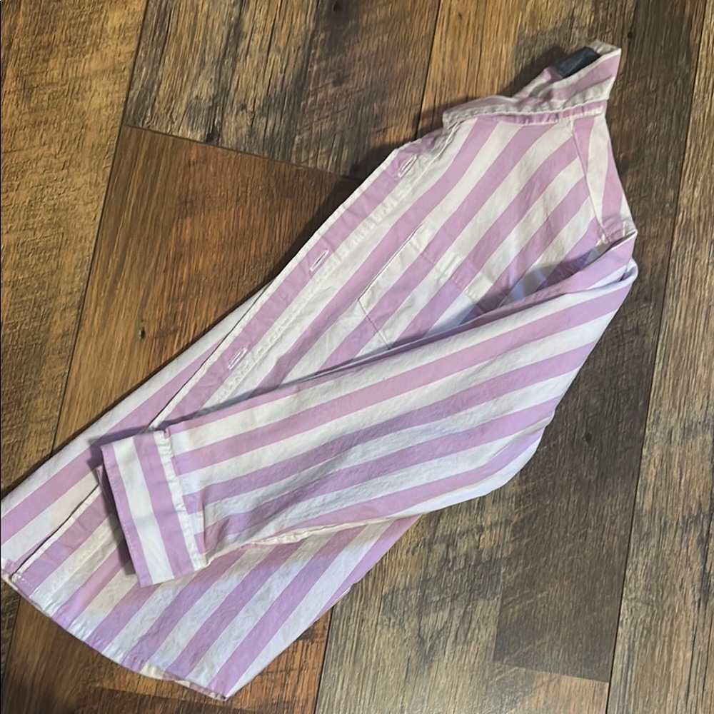 Wonder Nation Purple and White Striped Button Down Shirt